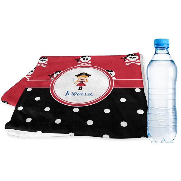Custom Girl's Pirate & Dots Sports & Fitness Towel (Personalized)