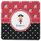 Girl's Pirate & Dots Square Rubber Backed Coaster (Personalized)
