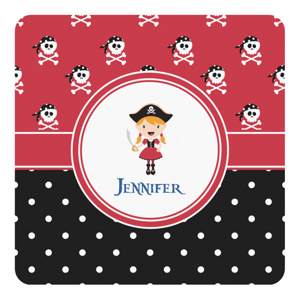 Custom Girl's Pirate & Dots Square Decal (Personalized)