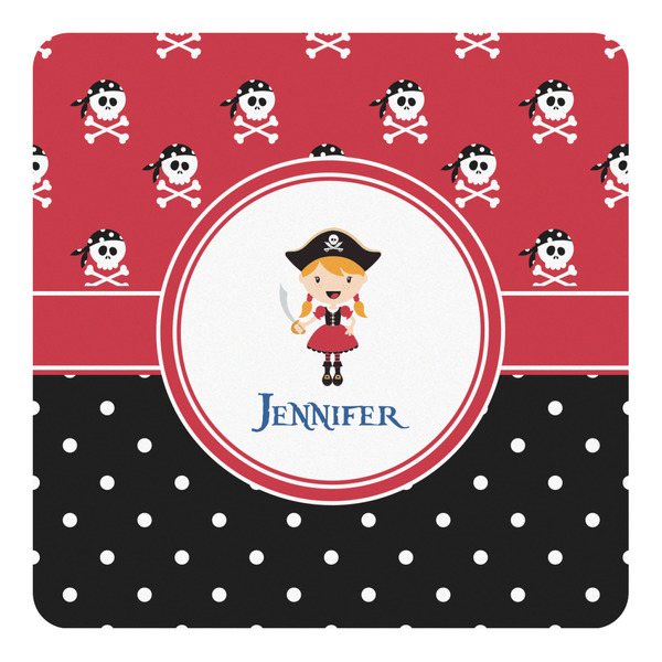 Custom Girl's Pirate & Dots Square Decal - Small (Personalized)