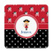 Girl's Pirate & Dots Square Fridge Magnet - FRONT