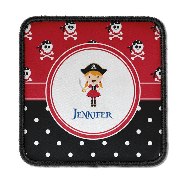Custom Girl's Pirate & Dots Iron On Square Patch w/ Name or Text