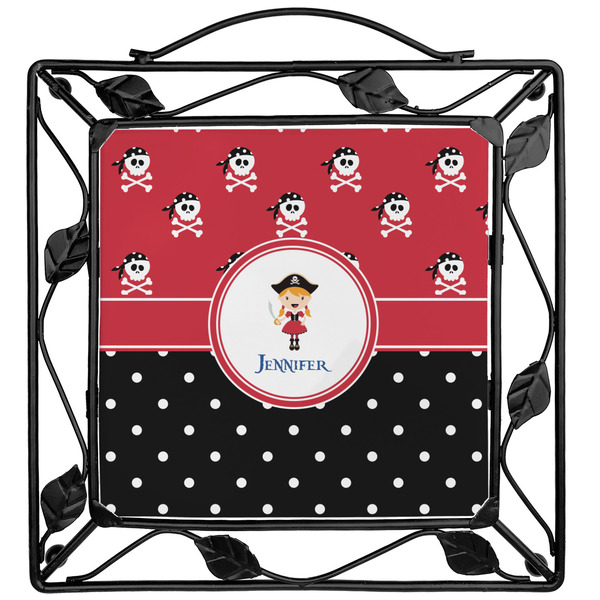 Custom Girl's Pirate & Dots Square Trivet (Personalized)