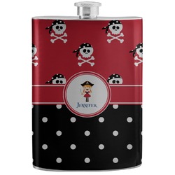 Girl's Pirate & Dots Stainless Steel Flask (Personalized)