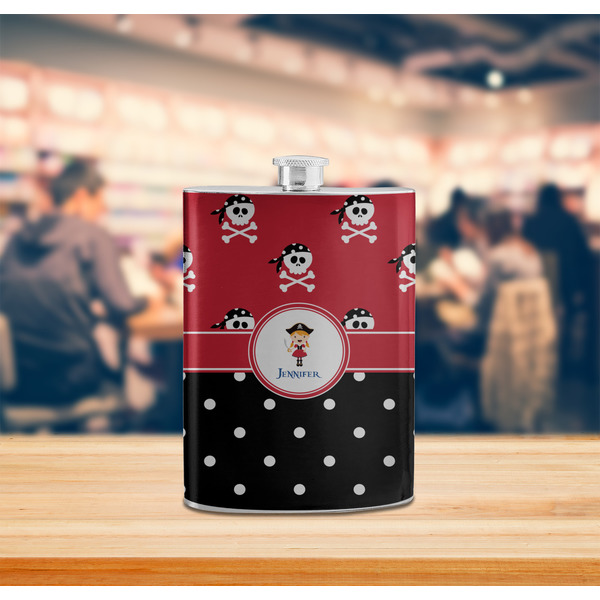 Girl's Pirate & Dots Stainless Steel Flask - LIFESTYLE 2