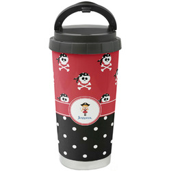 Girl's Pirate & Dots Stainless Steel Coffee Tumbler (Personalized)