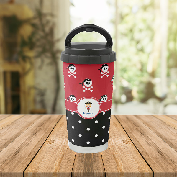 Girl's Pirate & Dots Stainless Steel Travel Cup Lifestyle