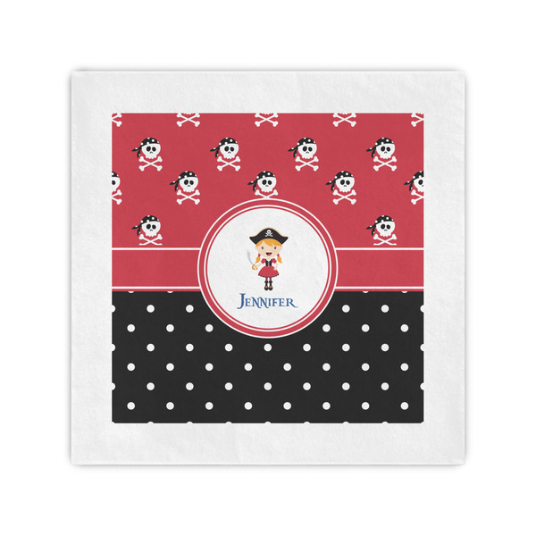 Custom Girl's Pirate & Dots Cocktail Napkins (Personalized)