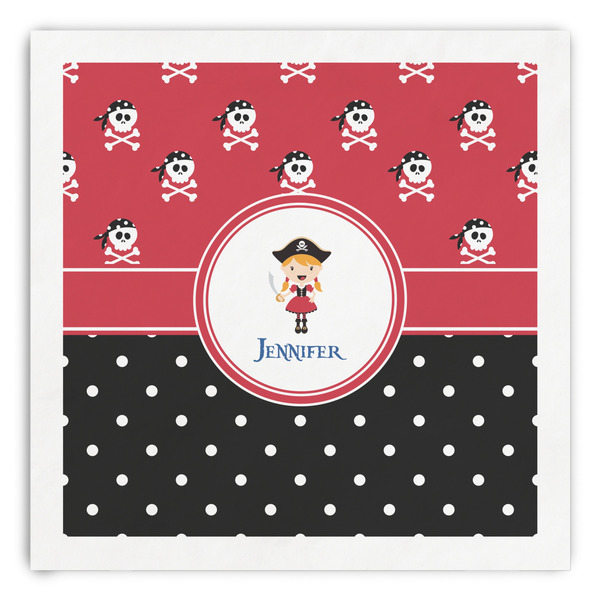 Custom Girl's Pirate & Dots Paper Dinner Napkins (Personalized)