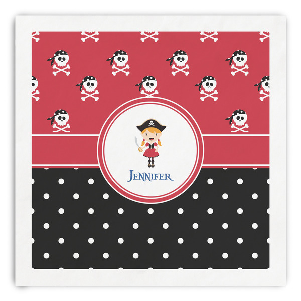 Custom Girl's Pirate & Dots Paper Dinner Napkins (Personalized)