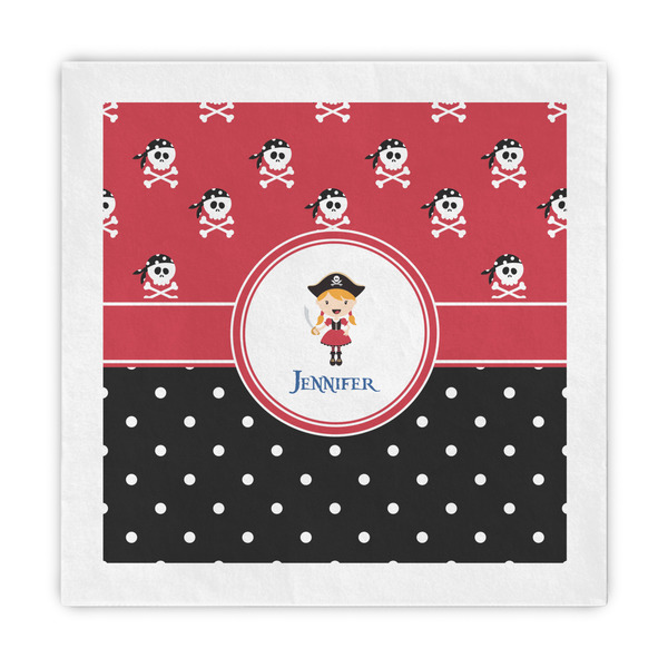 Custom Girl's Pirate & Dots Decorative Paper Napkins (Personalized)