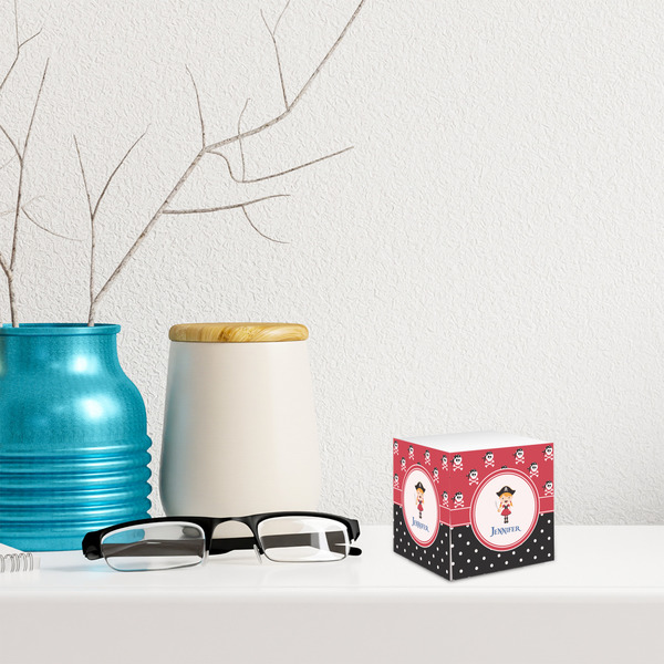 Girl's Pirate & Dots Sticky Note Cube - LIFESTYLE