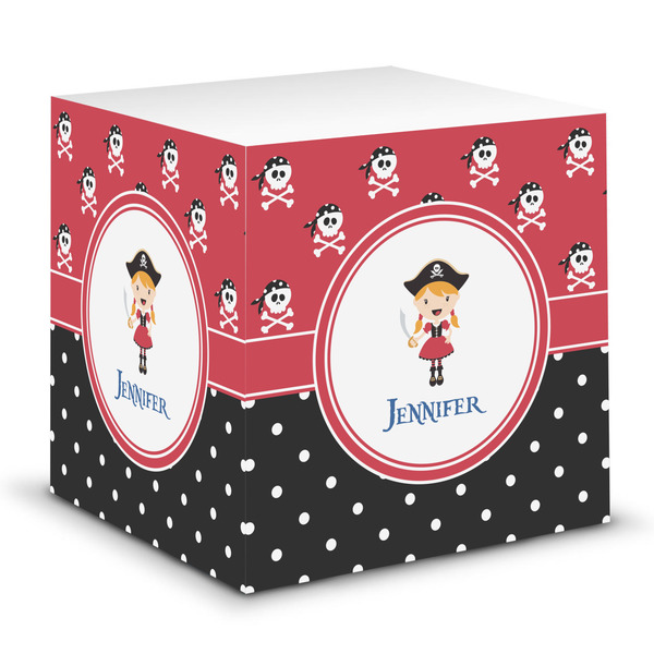 Custom Girl's Pirate & Dots Sticky Note Cube (Personalized)