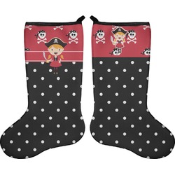 Girl's Pirate & Dots Holiday Stocking - Double-Sided - Neoprene