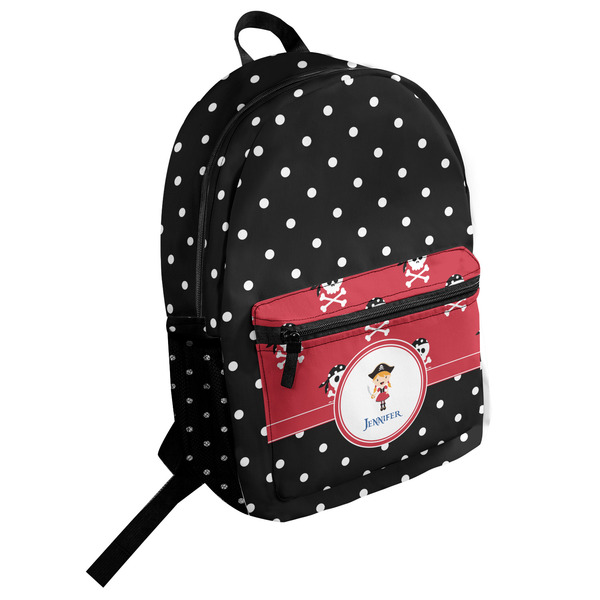 Custom Girl's Pirate & Dots Student Backpack (Personalized)