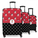 Girl's Pirate & Dots 3 Piece Luggage Set - 20" Carry On, 24" Medium Checked, 28" Large Checked (Personalized)