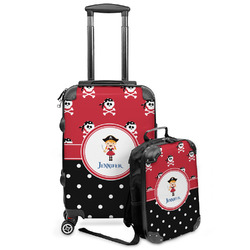 Girl's Pirate & Dots Kids 2-Piece Luggage Set - Suitcase & Backpack (Personalized)