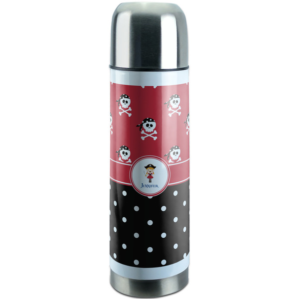 Custom Girl's Pirate & Dots Stainless Steel Thermos (Personalized)