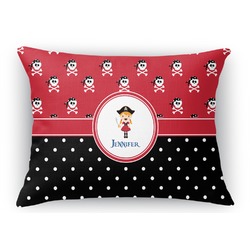 Girl's Pirate & Dots Rectangular Throw Pillow Case (Personalized)