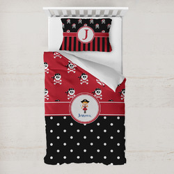 Girl's Pirate & Dots Toddler Bedding w/ Name or Text