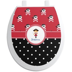 Girl's Pirate & Dots Toilet Seat Decal (Personalized)