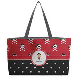 Girl's Pirate & Dots Beach Totes Bag - w/ Black Handles (Personalized)