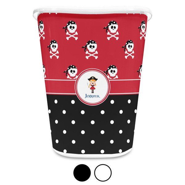 Girl's Pirate & Dots Custom Waste Basket