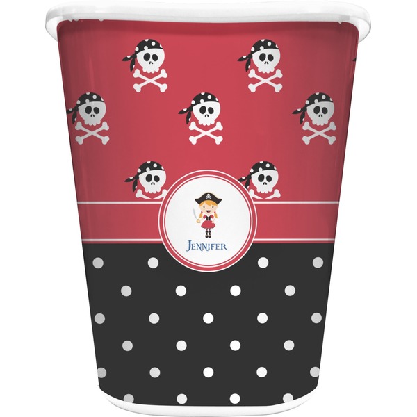Custom Girl's Pirate & Dots Waste Basket (Personalized)