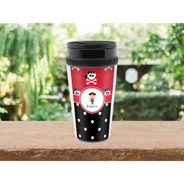 Girl's Pirate & Dots Travel Mug Lifestyle (Personalized)