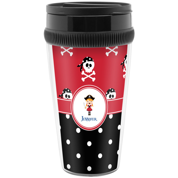 Custom Girl's Pirate & Dots Acrylic Travel Mug without Handle (Personalized)