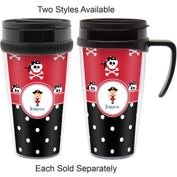 Girl's Pirate & Dots Travel Mugs - with & without Handle