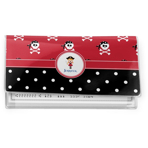 Custom Girl's Pirate & Dots Vinyl Checkbook Cover (Personalized)
