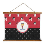 Girl's Pirate & Dots Wall Hanging Tapestry - Wide (Personalized)