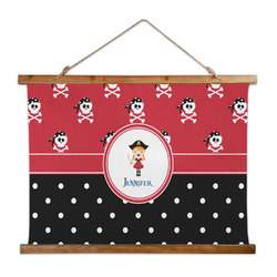 Girl's Pirate & Dots Wall Hanging Tapestry - Wide (Personalized)