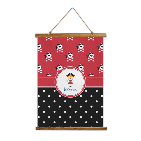 Custom Girl's Pirate & Dots Wall Hanging Tapestry - Tall (Personalized)