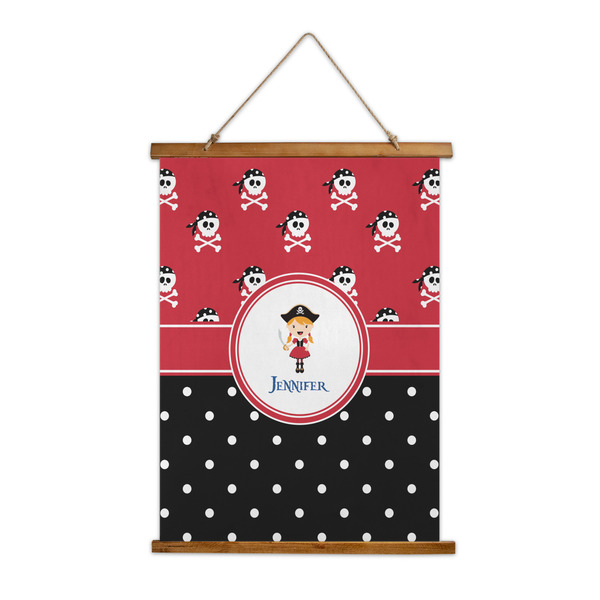 Custom Girl's Pirate & Dots Wall Hanging Tapestry - Tall (Personalized)