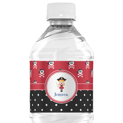 Girl's Pirate & Dots Water Bottle Labels - Custom Sized (Personalized)