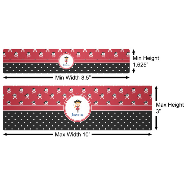 Girl's Pirate & Dots Water Bottle Labels w/ Dimensions