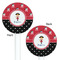 Girl's Pirate & Dots White Plastic 5.5" Stir Stick - Double Sided - Round - Front & Back