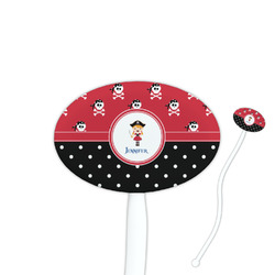 Girl's Pirate & Dots Oval Plastic Stir Sticks (Personalized)