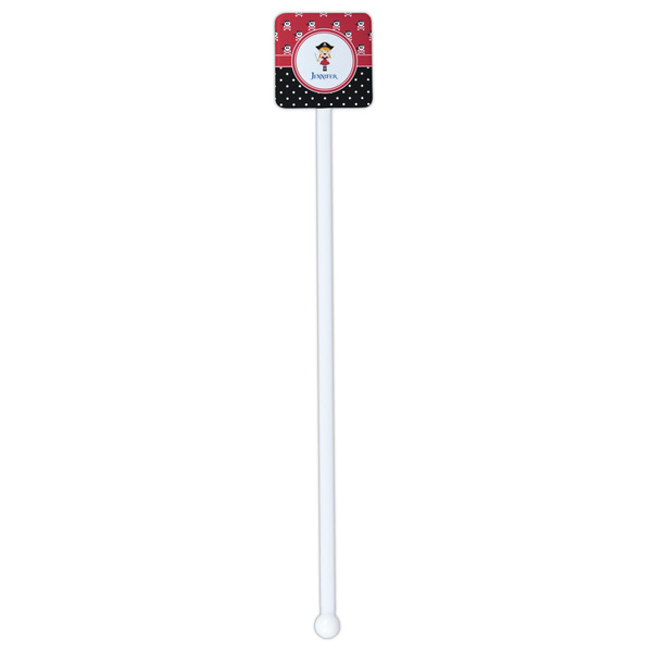 Girl's Pirate & Dots White Plastic Stir Stick - Double Sided - Square - Single Stick