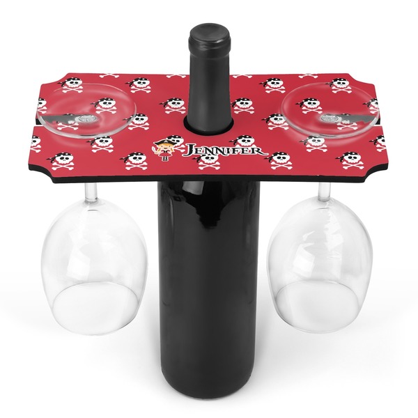 Custom Girl's Pirate & Dots Wine Bottle & Glass Holder (Personalized)