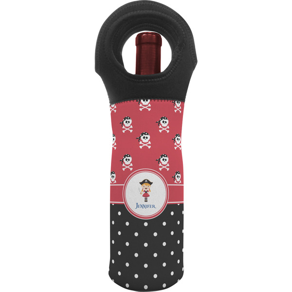Custom Girl's Pirate & Dots Wine Tote Bag (Personalized)