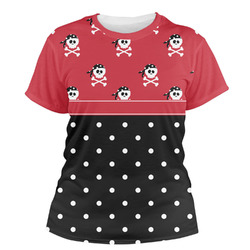Girl's Pirate & Dots Women's Crew T-Shirt (Personalized)
