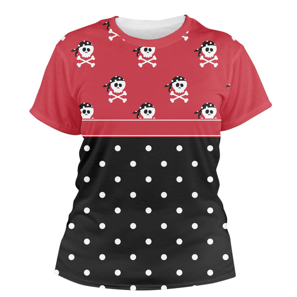 Custom Girl's Pirate & Dots Women's Crew T-Shirt - 2X Large