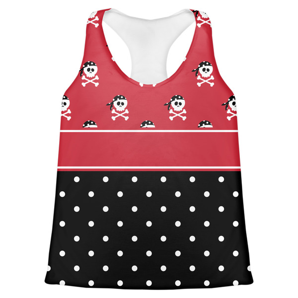 Custom Girl's Pirate & Dots Womens Racerback Tank Top - Large