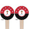 Girl's Pirate & Dots Wooden 4" Food Pick - Round - Double Sided - Front & Back
