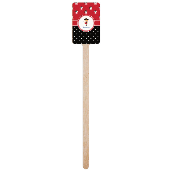 Girl's Pirate & Dots Wooden 6.25" Stir Stick - Rectangular - Single Stick