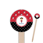 Girl's Pirate & Dots Round Wooden Food Picks (Personalized)