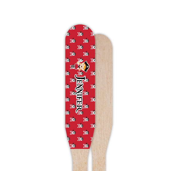 Girl's Pirate & Dots Wooden Food Pick - Paddle - Single Sided - Front & Back